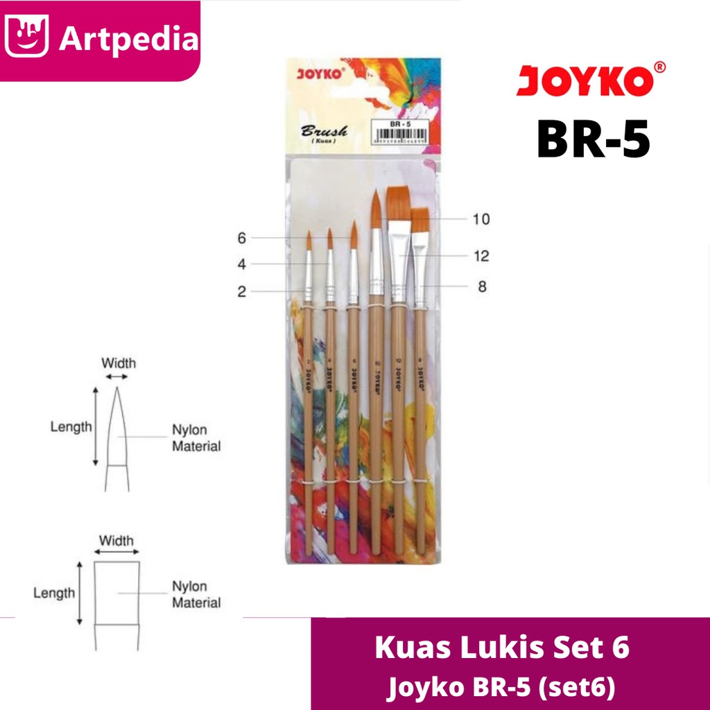 

Joyko Brush Set 6 BR-5 / Kuas Lukis Joyko Set 6 / Joyko BR-5