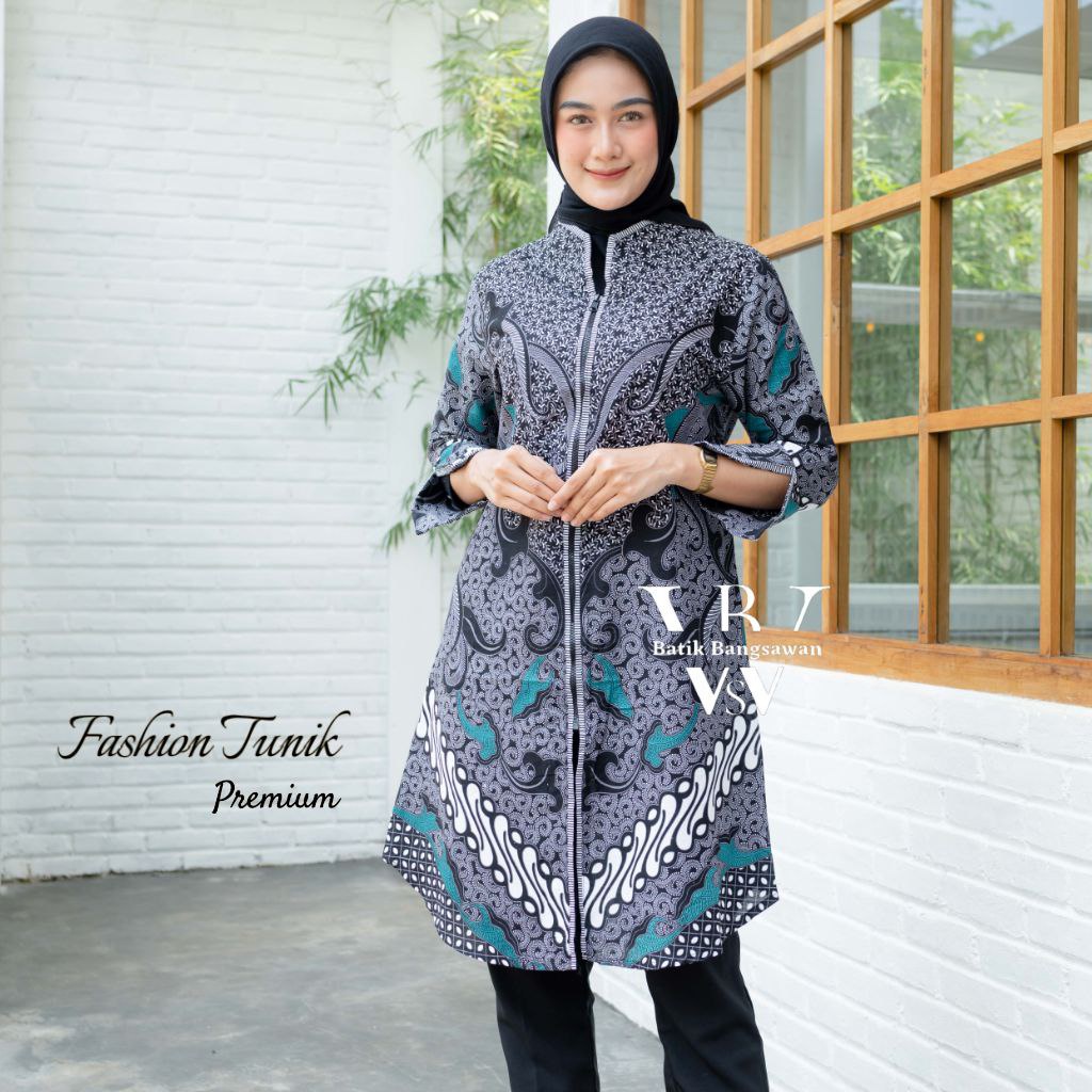 TUNIK BATIK MODERN Tunik Batik Wanta M L XL XXL JUMBO REsliting Depan Busui