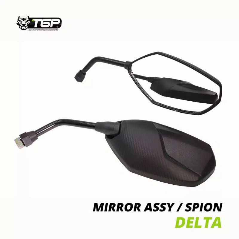 Spion TGP Delta Carbon (Kaca Cembung/Original) HONDA YAMAHA PENDEK