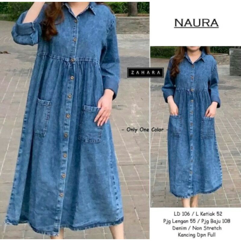 Bisa COD Naura tunik jeans//tunik jeans premium//tunik jeans kekinian//tunik mewah