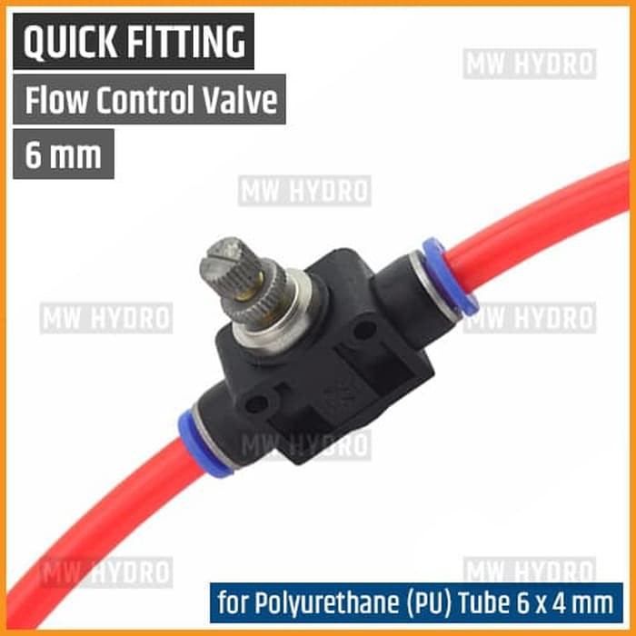 Flow / Speed Control Valve 6 mm - Pneumatic Quick Fitting / Connector