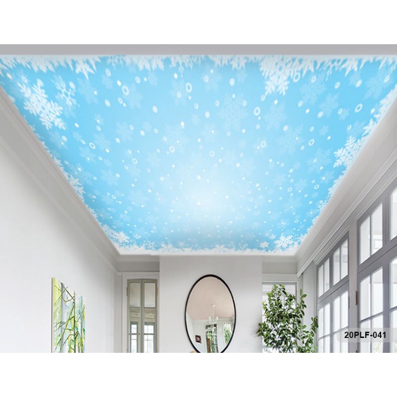 Wallpaper 3D Custom Plafon Awan Biru Kristal Putih (20PLF-041)