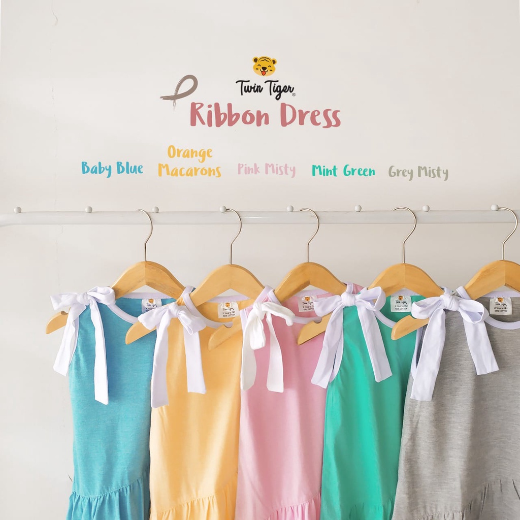 Twin Tiger Baby Ribbon Dress Anak Perempuan 12 - 36 Bulan