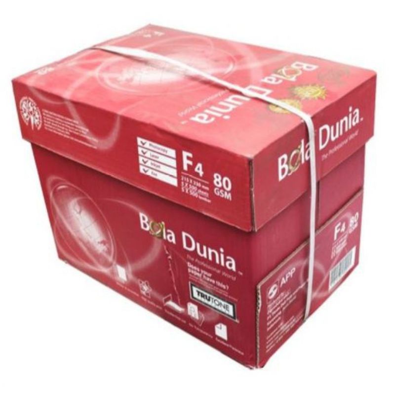 

hvs f4 80 gsm merk bola dunia ( harga kartonan /dus)