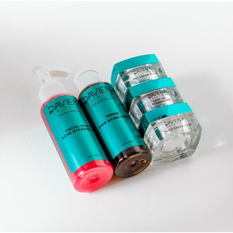 Daviena Skincare Paket Acne Series Davienaskincareofficial Davina Devina Lampung Surabaya Jakarta Jerawat Pencerah Pemutih Wajah Glowing Bpom Daviena Skincare-Paket komplit