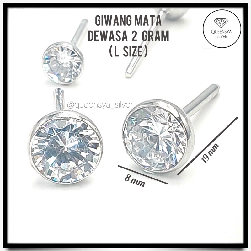 Anting Korea Anting Tusuk Anting Pria Wanita Perak Silver Asli 925 Model MATA BURUNG Lapis Emas Putih Kuning XS-XL Queensya Silver