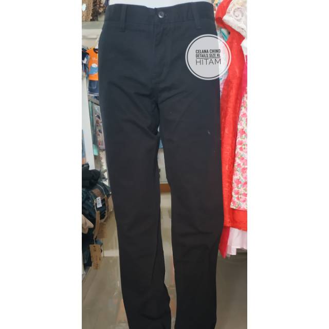 Celana Chino Pria merk Details Size XL Warna Hitam Slim Fit
