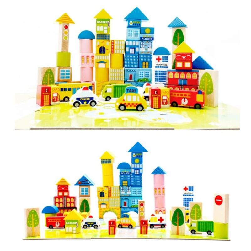 Puzzle 62 Pcs Building Blocks Toy Transportation