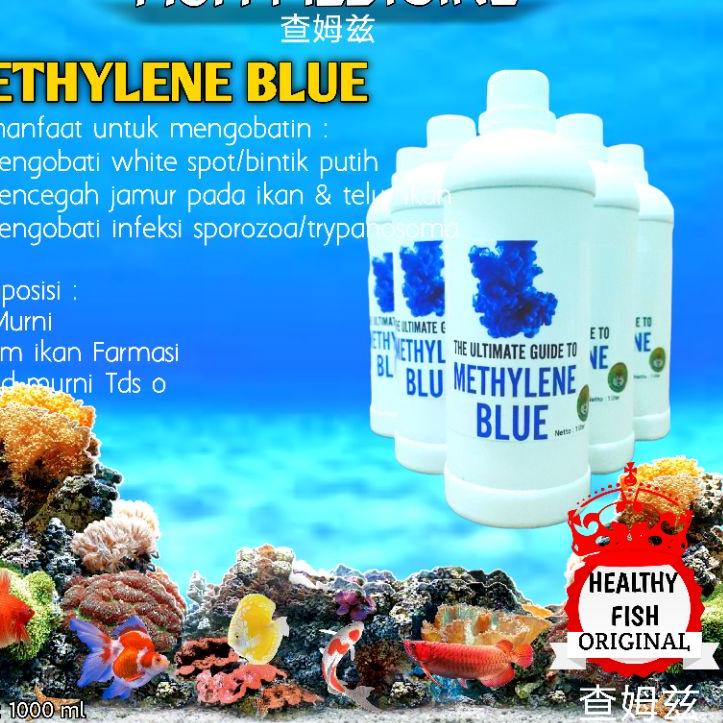 [KODE EBJDH] Original healthy fish Methylene blue 1 liter / Methylene blue plus vitamin C / Obat bir
