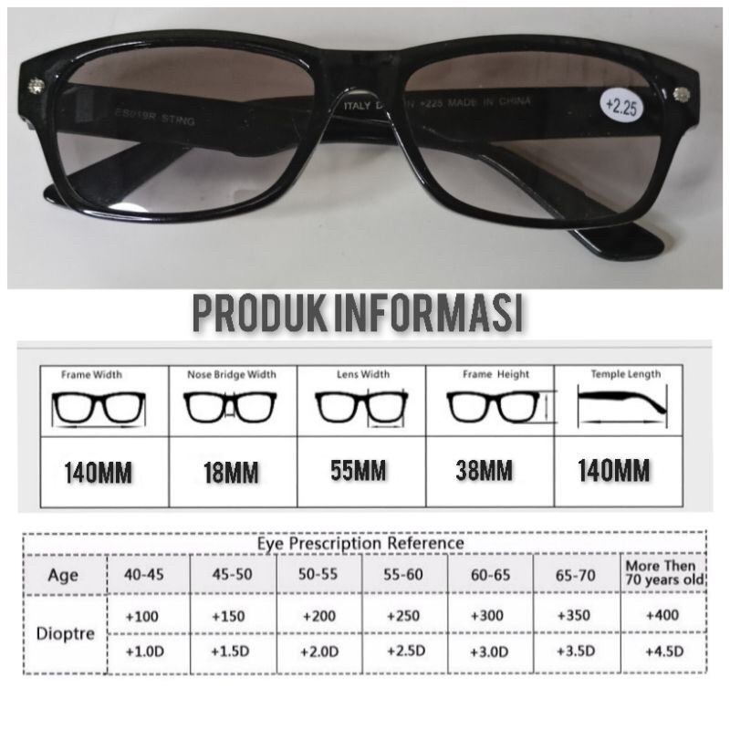 Terbaru kacamata double fokus jalan dan baca/plus lensa hitam