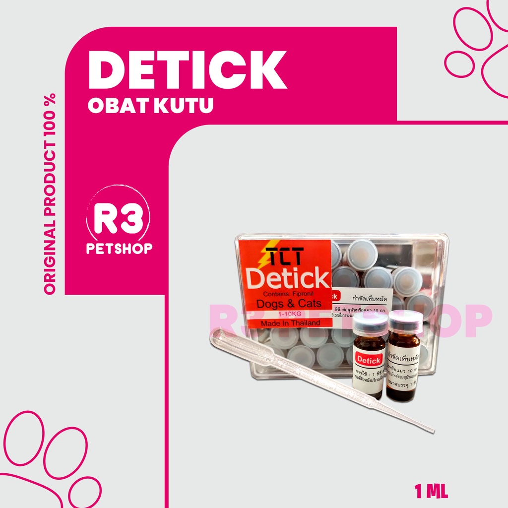 Detick Obat kutu Kucing dan Anjing + pipet tetes