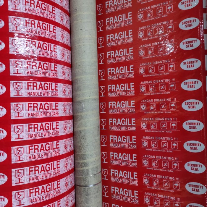 

perekat-pengikat- lakban fragile 48mm x 100 meter full tebal - merah -pengikat-perekat.