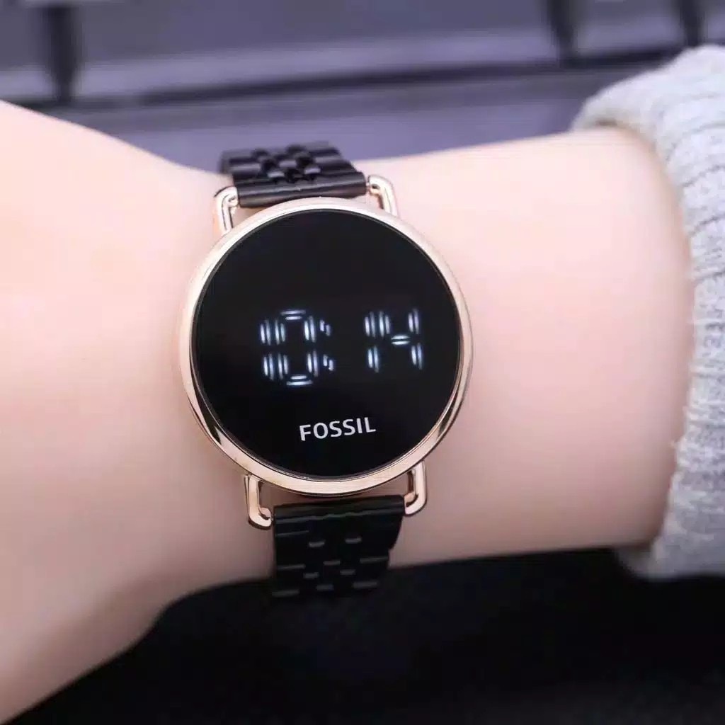 Jam tangan wanita rantai magnet bulat digital LED layar sentuh