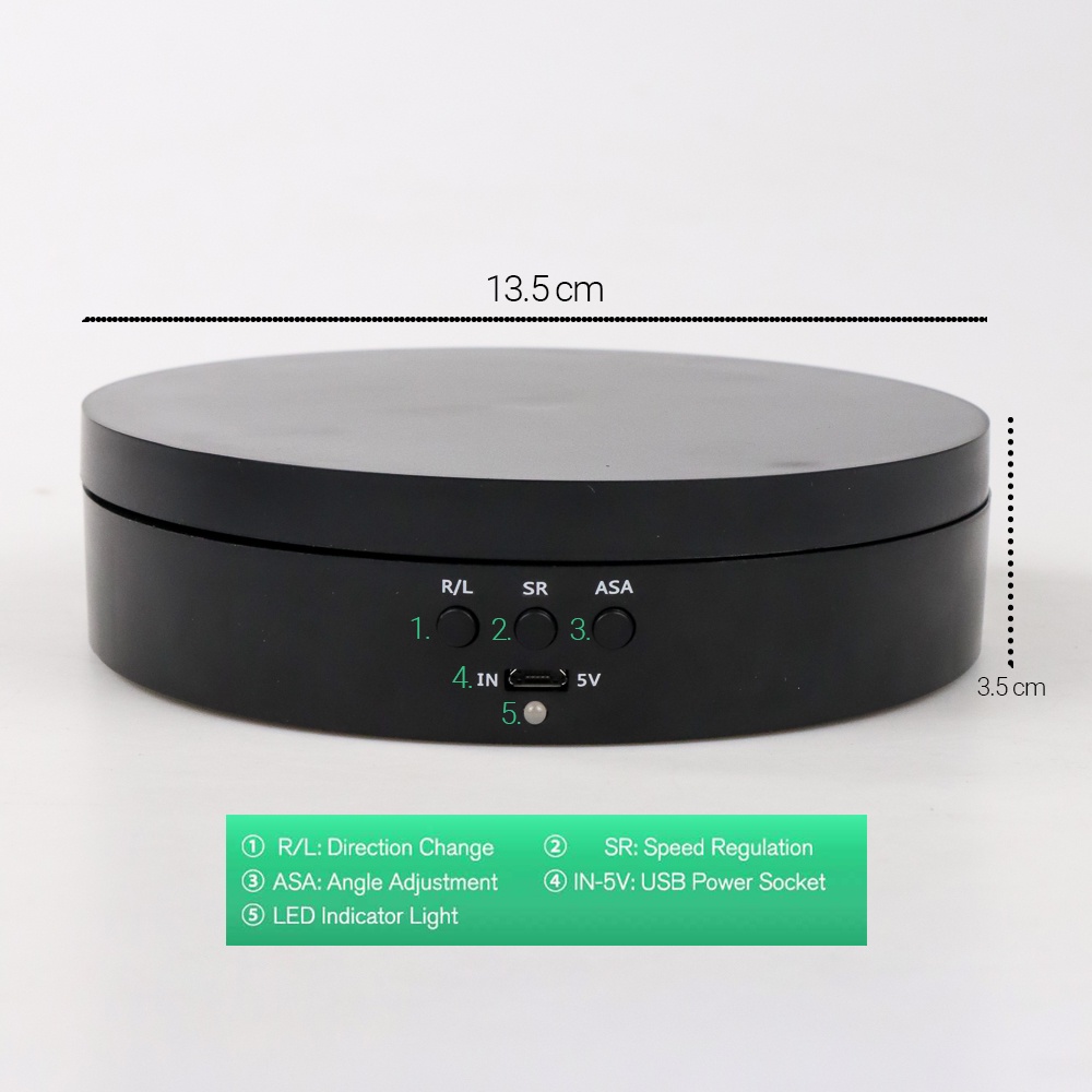 Alas Putar Fotografi Rotating Display Stand Base Mirror Surface 13.5cm - BK360 - 7RCS3GBK Black