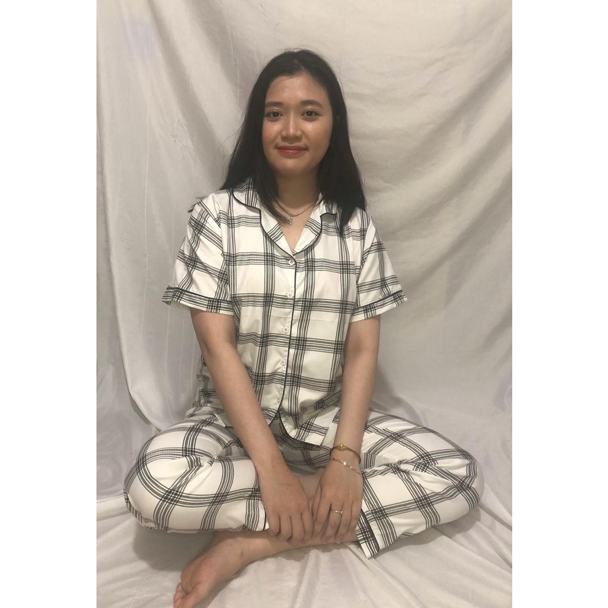 PIYAMA KOTAK KOTAK / PIYAMA BTS / PIYAMA LUCU / PIYAMA TREND / MURAH