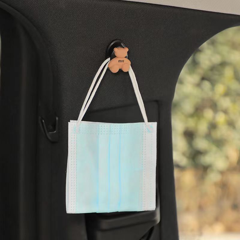 Kait Gantung Mobil invisible Desain Kartun Bunga Kreatif Warna beige