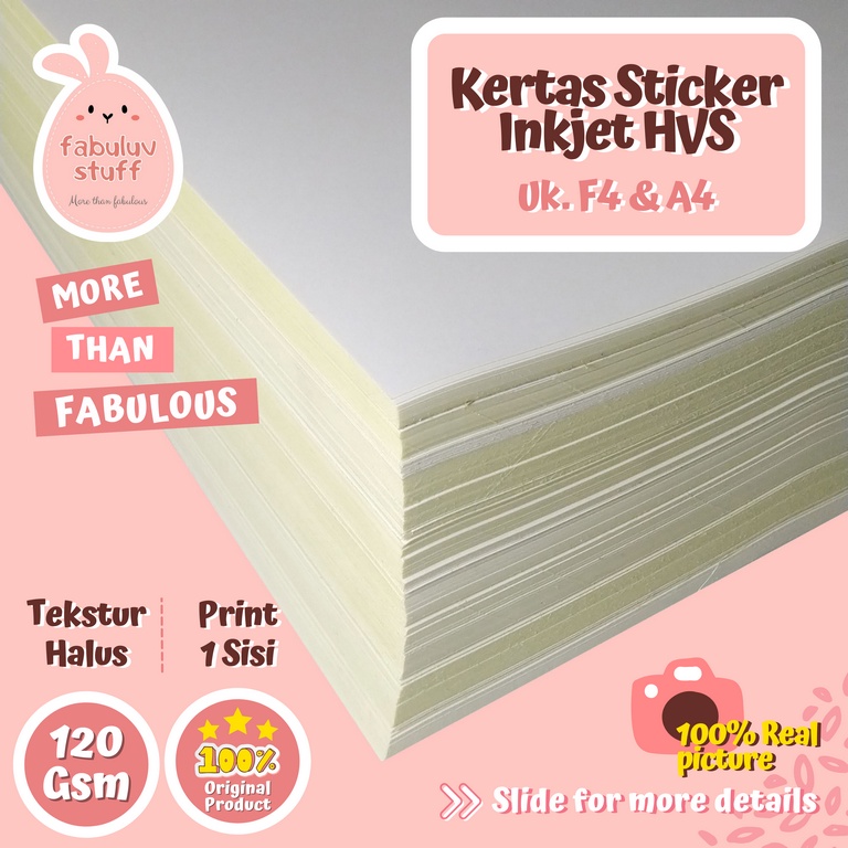 

Kertas Sticker Inkjet HVS 120 gsm F4 A4