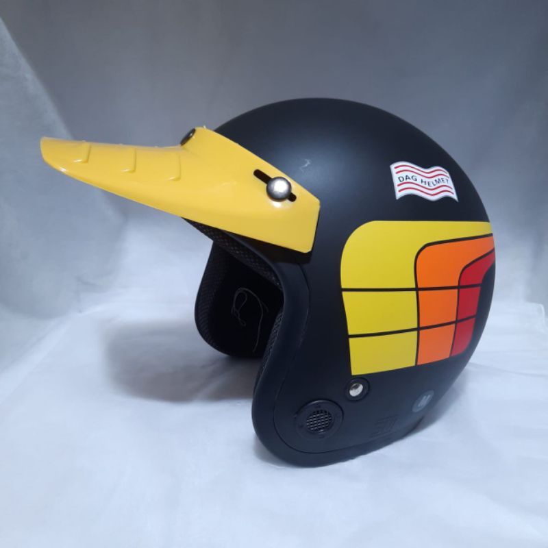 HELM BOGO RETRO MOTIF GL SERIES HITAM DOFF WINGS PET PANJANG ORIGINAL 100%