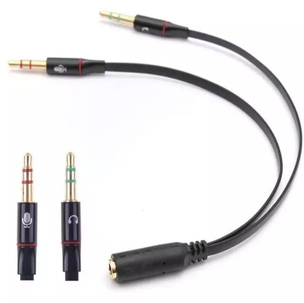 Kabel aux audio rca jack 3.5mm / kabel colokan 3,5mm 2in1 cabang 2