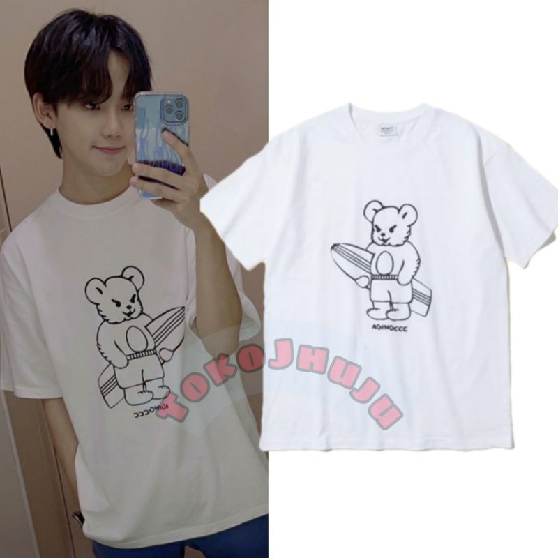 Baju Kaos Treasure Hyunsuk Aging Beruang selancar