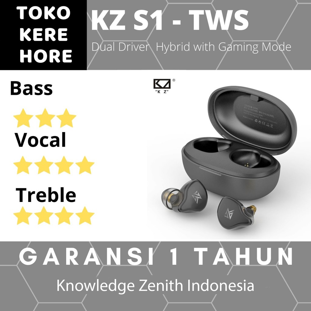 [Garansi Resmi]Knowledge Zenith KZ S1 TWS Hybrid Dual Driver with Gaming Mode