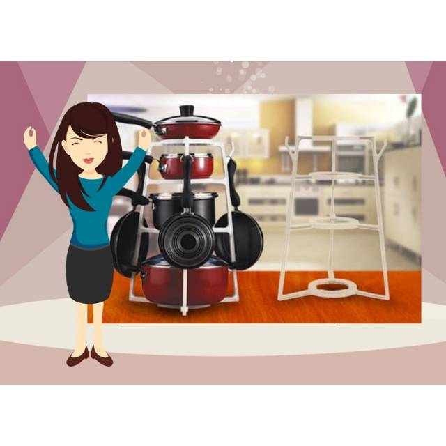 (P) Rak Dapur Portable Gantungan Dapur Rak Wajan Peralatan Dapur Kitchen Set Menggantung Panci Rumah