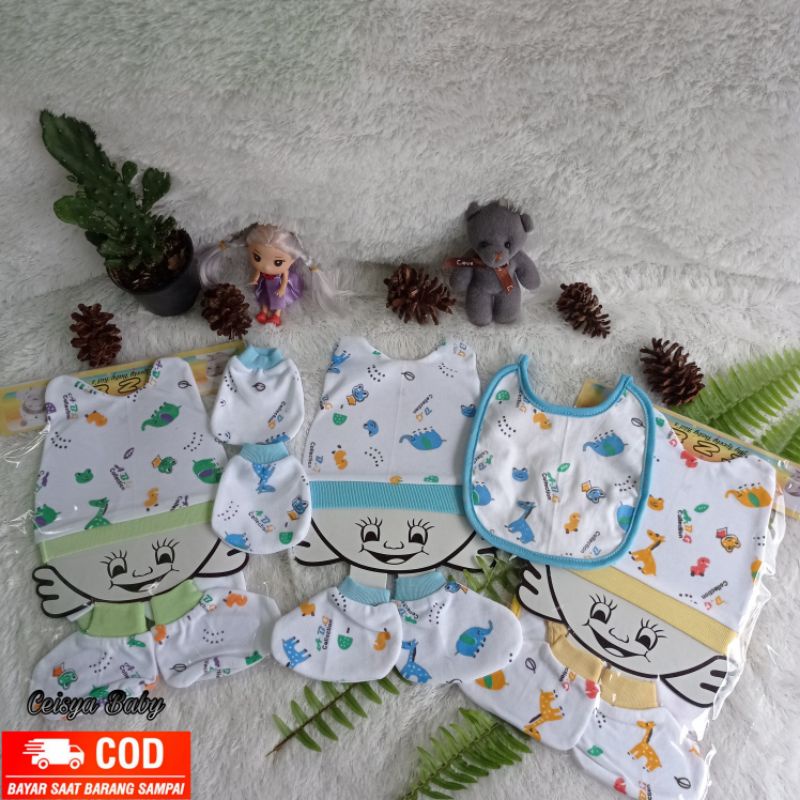 1 Set Komplit Celemek/Otto/Slaber Kupluk Sarung Tangan dan Kaki Bayi Lucu Murah