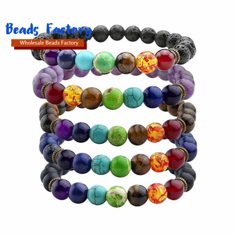 Grosir Gelang Yoga Batu Alam 7 Chakra Healing Properties 8 mm.