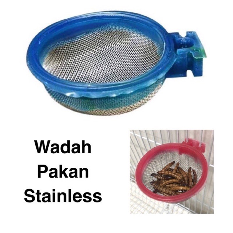 EXOTICGOODS WADAH CEPUK STAINLESS WADAH ULAT HIDUP MANGKOK ULAT MANGKOK SERANGGA PAKAN BURUNG CEPUK PLASTIK