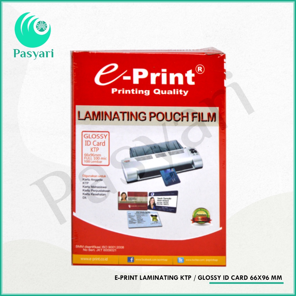 

E-print Laminating KTP / Glossy Id Card 66x96 mm / 100 Micron