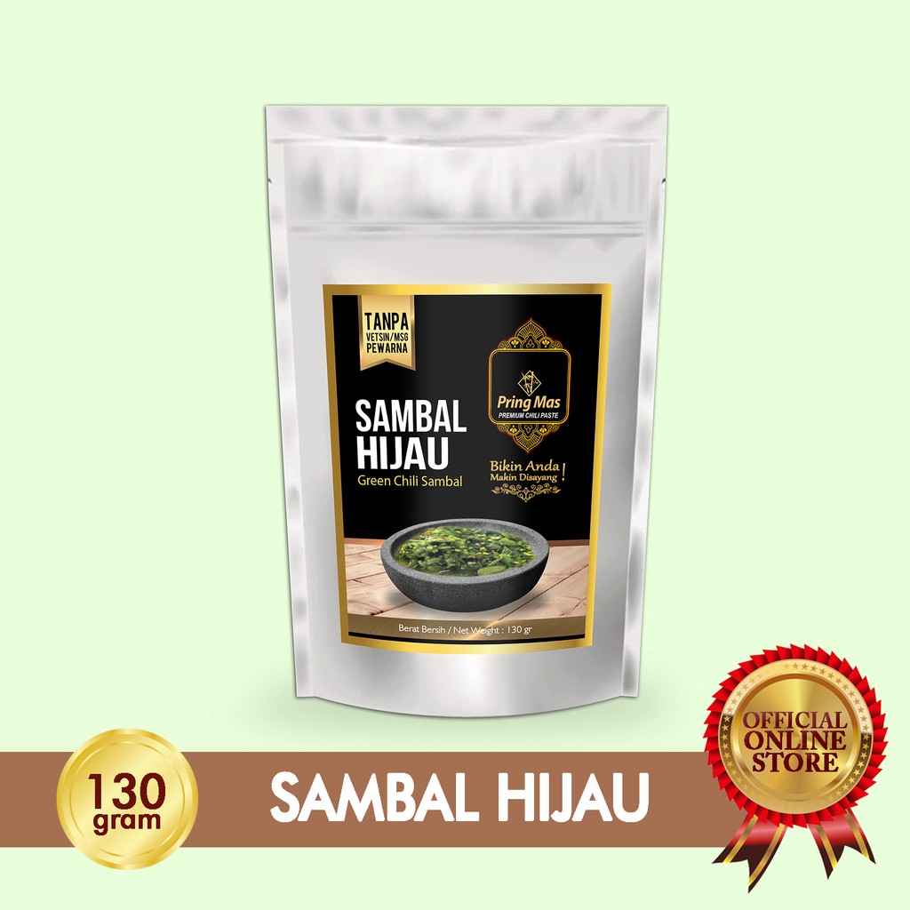 

Pring Mas Sambal Pouch Hijau Padang Pedas 130 gram - Halal MUI