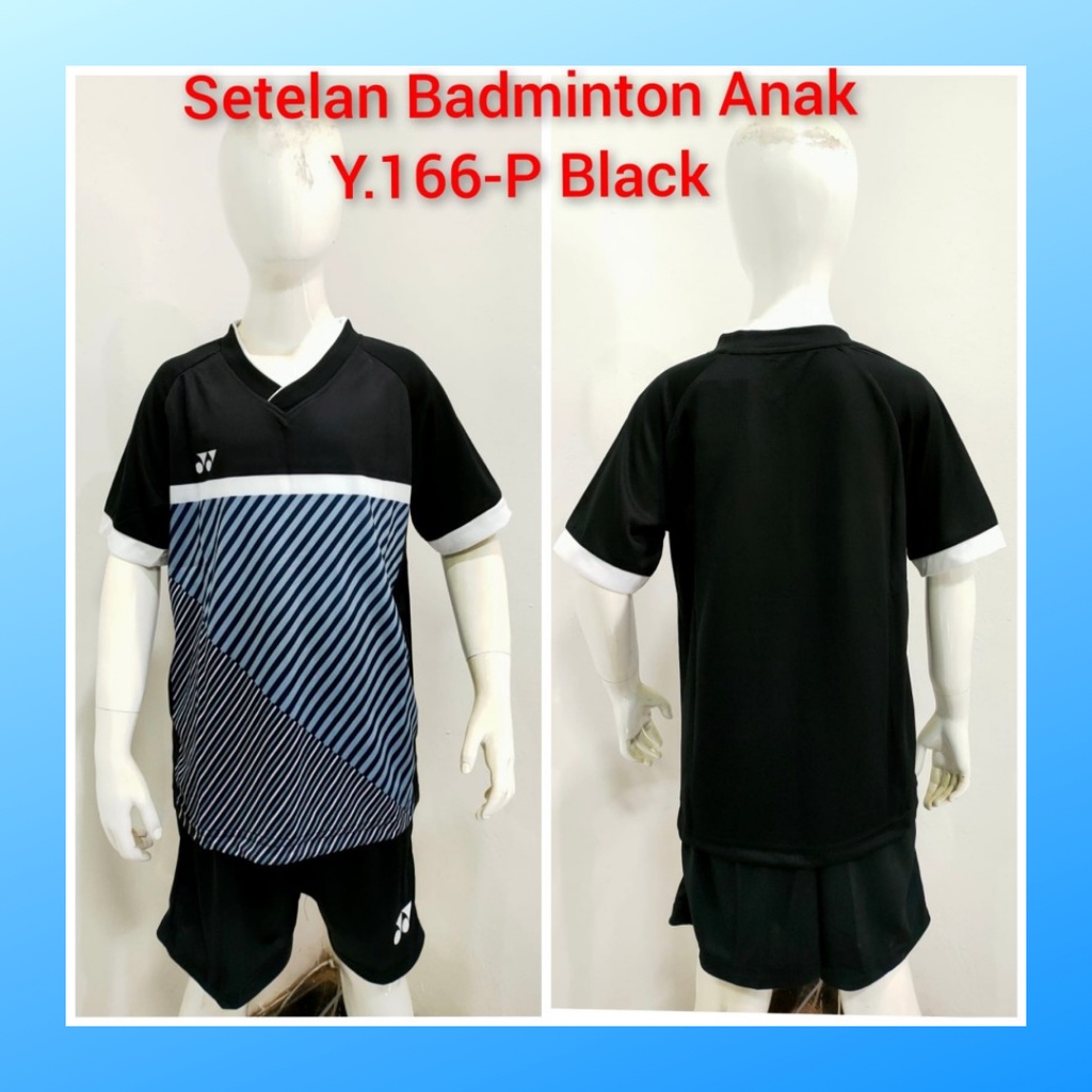 Kaos badminton anak laki-laki jersey bulutangkis baju celana setelan jersy perempuan stelan t-shirt outfit seragam kostum olahraga casual suit pakaian jarsey oblong apparel sports jersi sudirman thomas uber cup bulu tangkis Y166 hitam polos