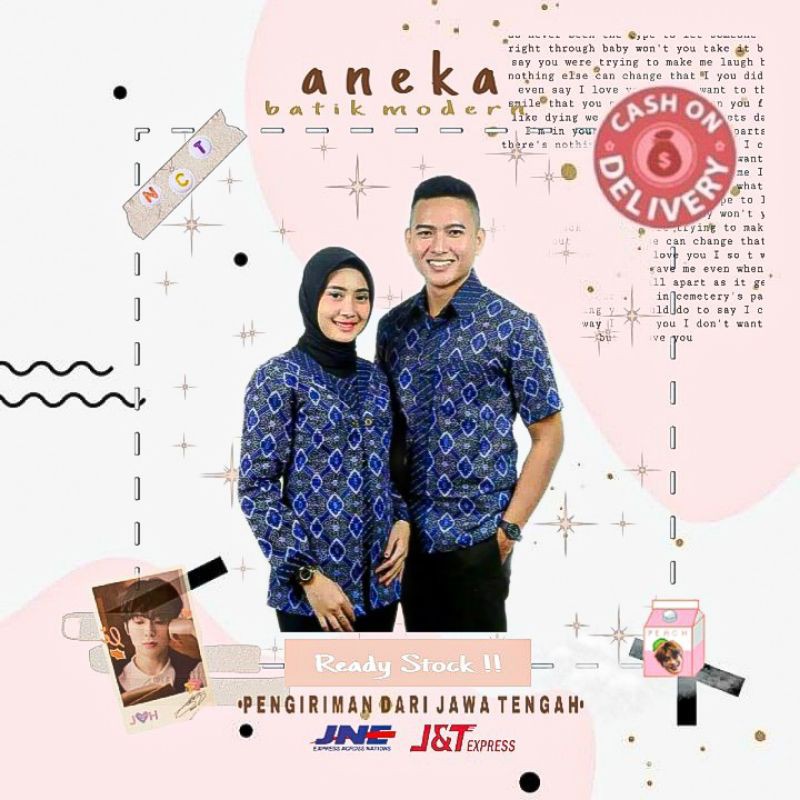 BATIK COUPLE KEBAYA BROKAT BRUKAT  SARIMBIT KONDANGAN KANTOR KERJA MURAH WARNA BIRU NAVY