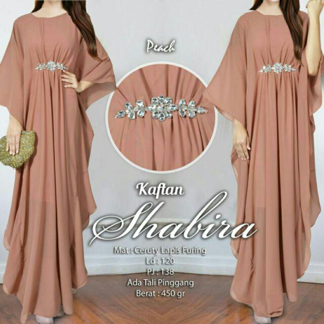 Arnis Shabira Kaftan Original Busui Friendly Ceruty Babydoll-Peach