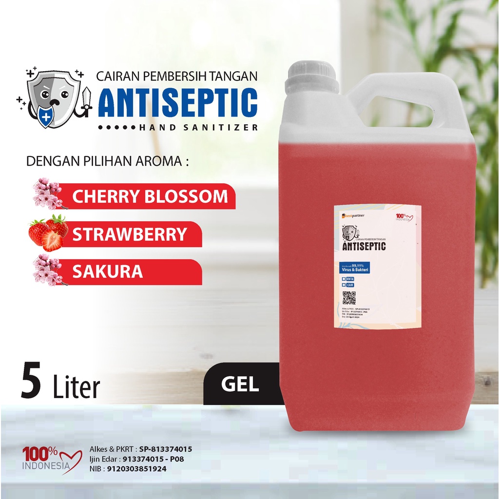 Hand Sanitizer Gel Antiseptic Variasi Aroma Segar  / Varian Aroma Buah  5 LITER Jerigen