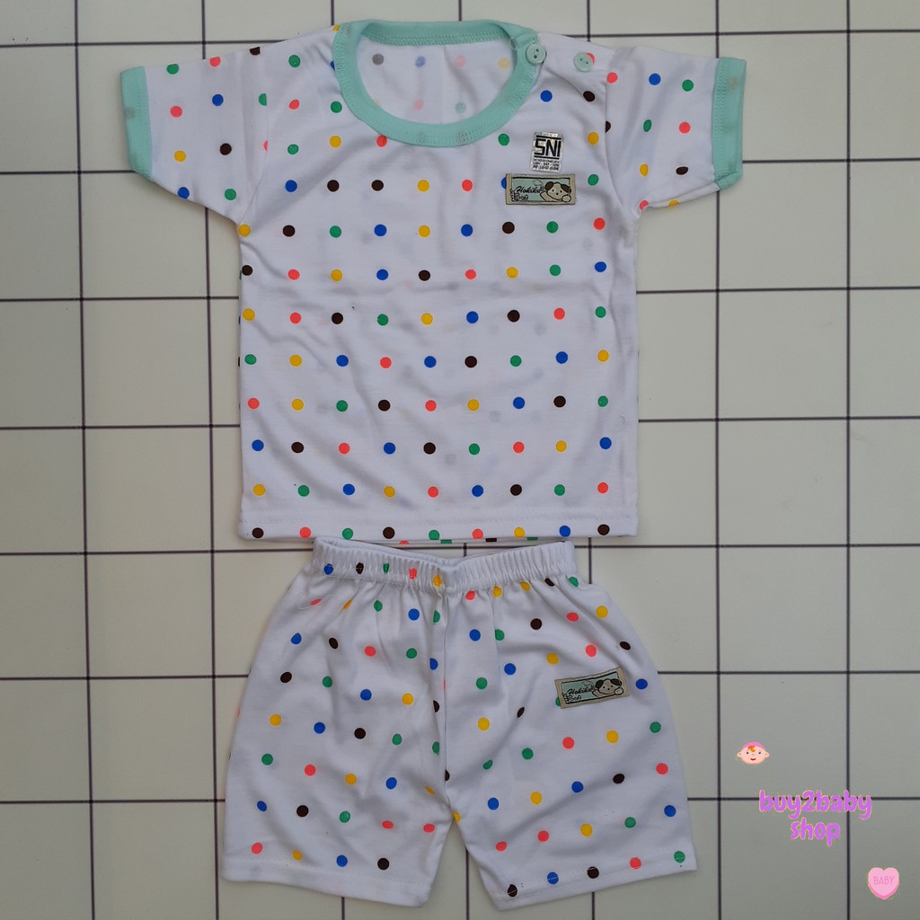 Setelan kaos pendek celana pendek bayi motif Polkadot warna Hokiku 0-3 Bulan 1 PCS