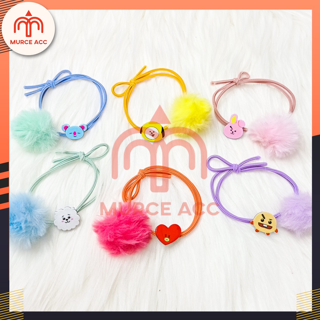 Ikat Rambut BTS BT21 Bulu Pompom