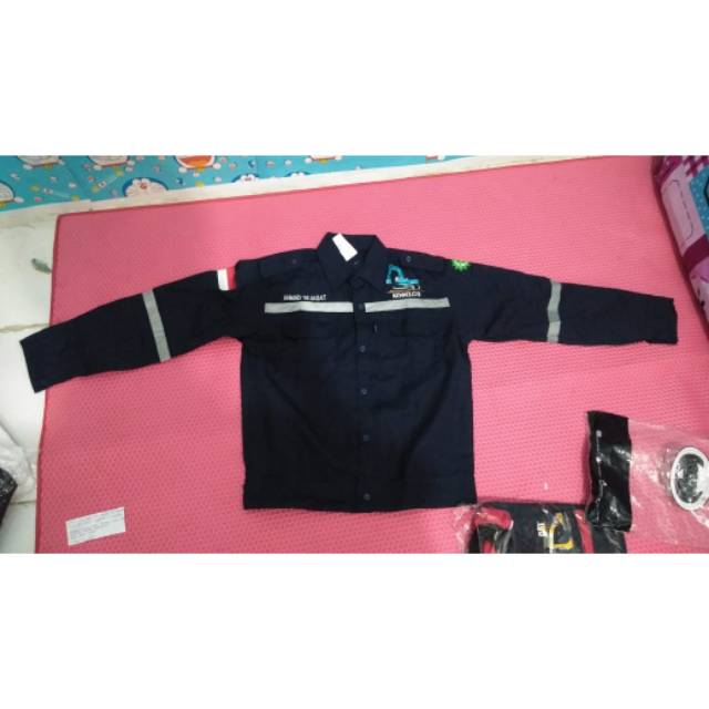COD Kemeja safety/baju kerja seragam proyek/baju safety murah bordir alat berat sesuai pesanan