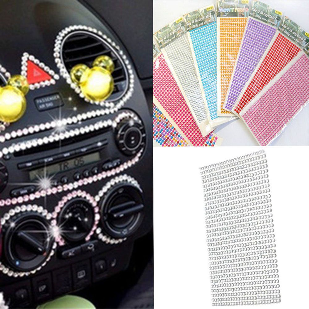 SUYOU 3mm Hot Car Sticker DIY Phone Styling Decor Crystal Rhinestone New Popular Cool Car Decoration Vehicle Decal/Multicolor