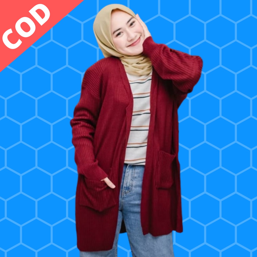Cardigan Muslimah Baju Hangat Jaket Wanita Rajut Korean Style Jumbo Premium Korea Suwiter Cewek Over