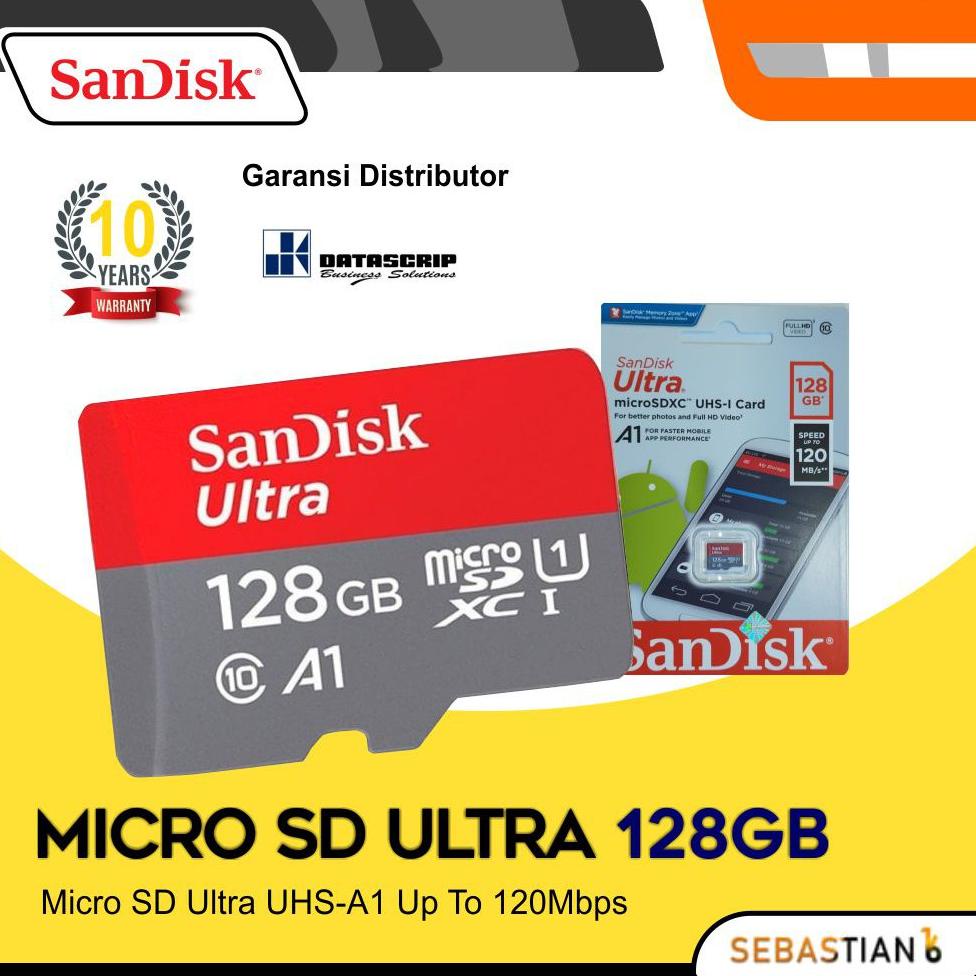 Sandisk Ultra 128Gb 64Gb 32Gb 16Gb 8Gb Micro Sd Card Up To 120Mbps Original Garansi Resmi