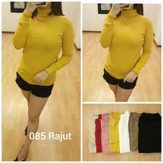 Blouse lengan panjang rajut turtleneck premium import