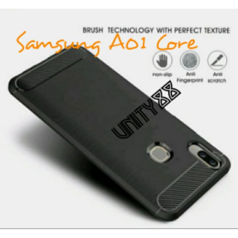 Samsung A01 Core 2020 Rugged Carbon Fiber Case Silikon hp Slimfit A 01