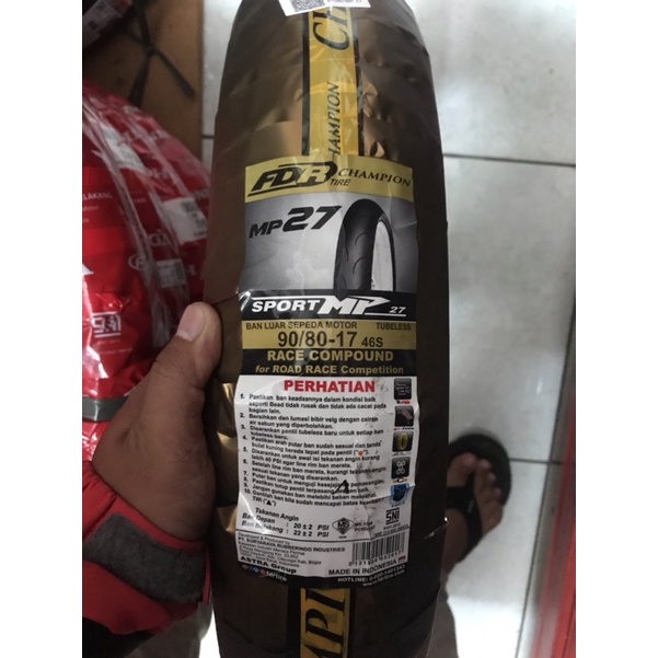 ban luar motor fdr mp27 ukuran 90/80-17 ring 17, ban soft compound, ban tubeless, ban tubles. race c