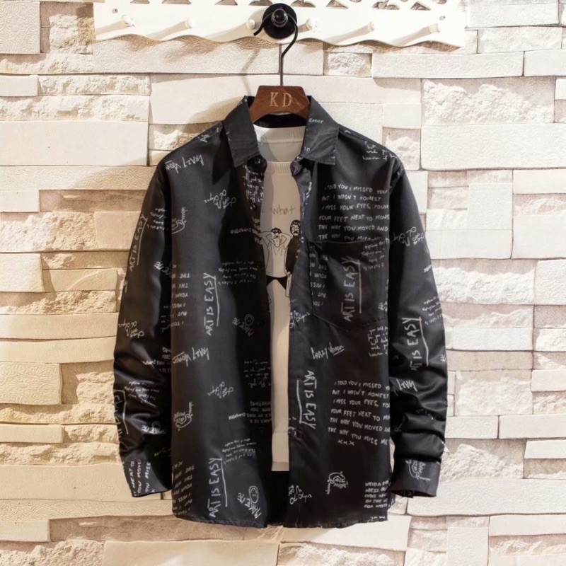 KEMEJA IMPORT PRIA KOREA ORIGINAL GRAFITI M-3XL YU1