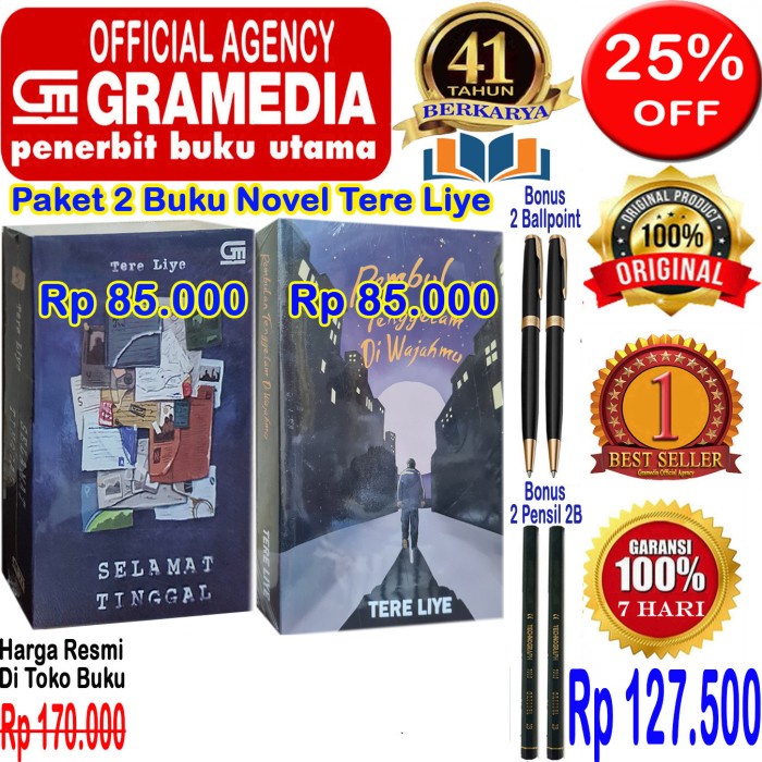 

PROMO!!! PAKET 2 BUKU NOVEL TERE LIYE - SELAMAT TINGGAL & REMBULAN - ORIGINAL TERMURAH