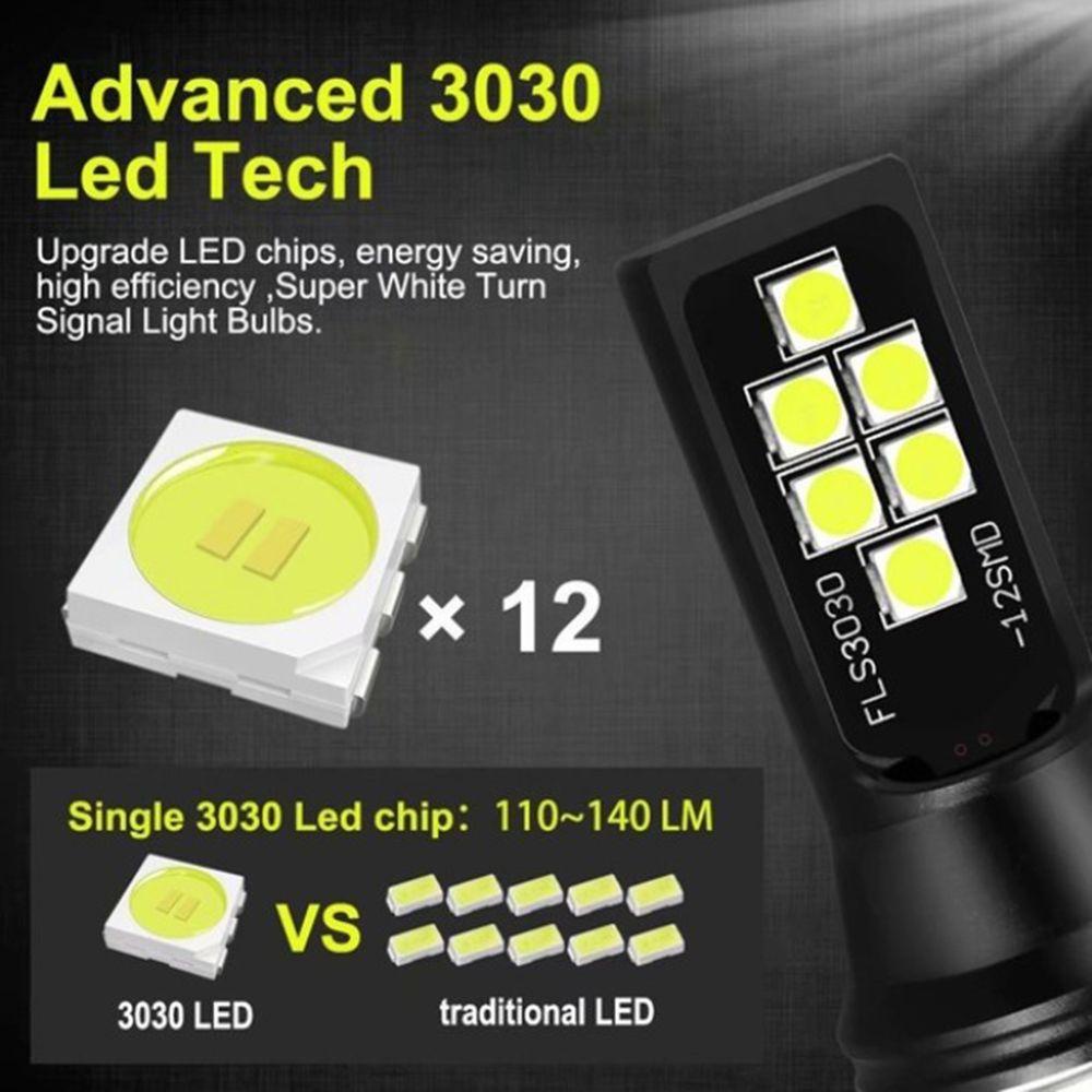 Populer Lampu Kabut Mobil3030 12SMD BA15S P21W LED Bohlam Mundur Cadangan Super Terang