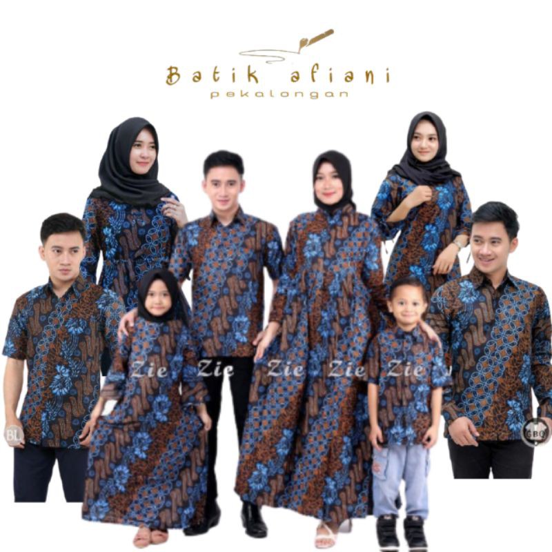 Batik Couple Terbaru Baju Batik Couple Keluarga Motif Seno Biru