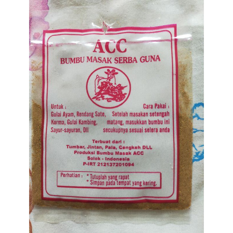 

Bumbu ACC 1 pack isi 10 bungkus @ 50 gram