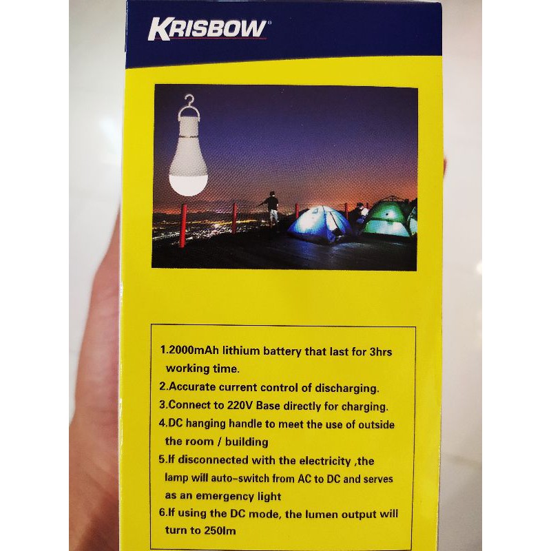 KRISBOW BOHLAM LAMPU EMERGENCY E-27 7&amp;10WATT/ACE LAMPU DARURAT BOHLAM/LAMPU KAMPING/LAMPU BOHLAM LED